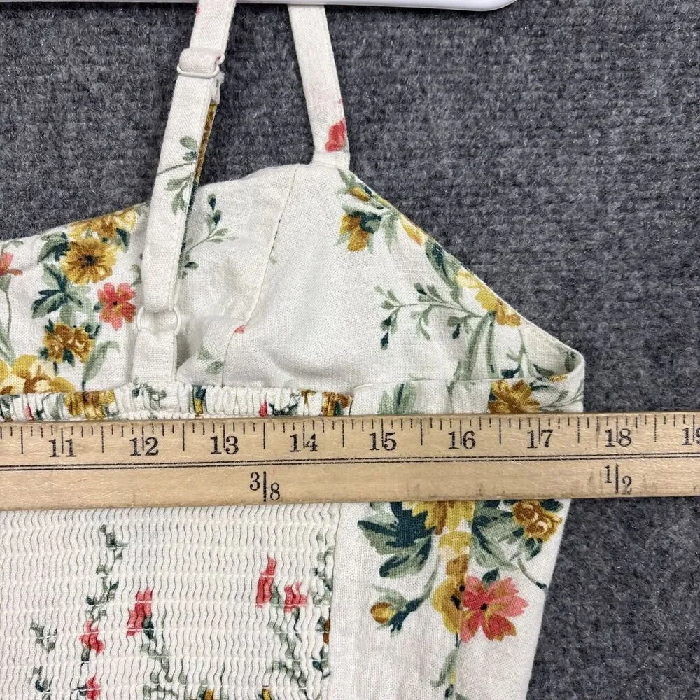 Old Navy Cami SunDress Womens Size L Cream Floral Peasant Cottagecore - Picture 7 of 10